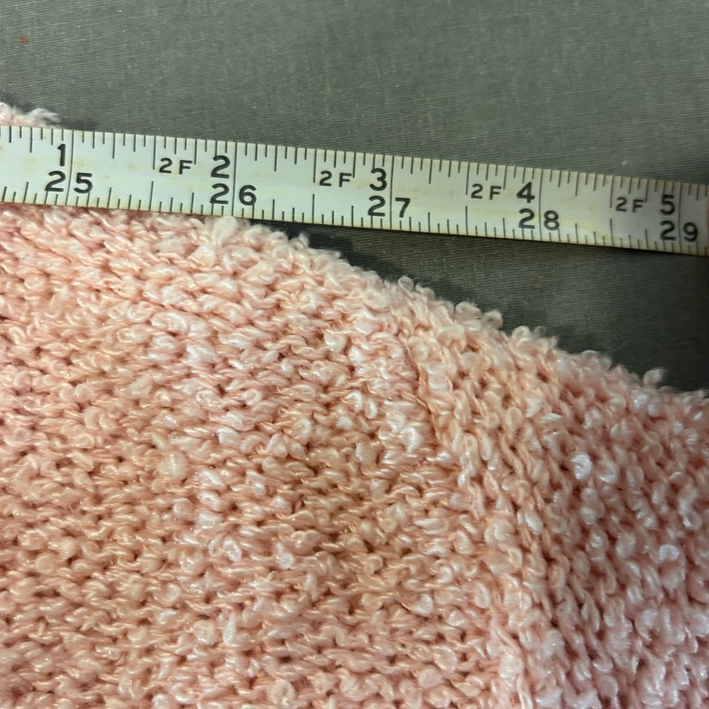 🌸”Karen Scott Vintage Baby Pink Nubby Knot Open Front Cardigan w/ Pockets Size L - Picture 16 of 17